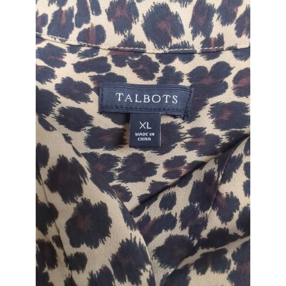 Talbots Women's Top XL Leopard Print Animal Goth Office Cocktail Classy Casual - Picture 3 of 11